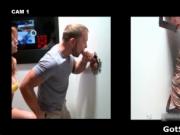 Nasty homo guy sucks stiff rod through gloryhole 2 by G