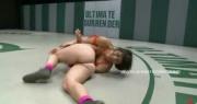 Teen lesbians with strong bodies fight in wrestling gam