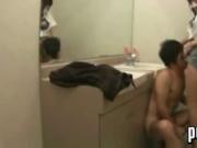 Asian Gives Blowjob In The Bathroom