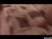 Nasty blonde nice body great ass teen whore sucking two