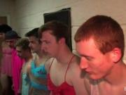 College guys joining fraternity in gay initiation ritua