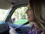 Stranded Jill Kassidy flaunts pussy in a strangers car