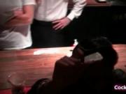 This horny dude is dancing by the bar and makes those g