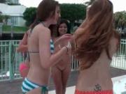 College nasty girls getting slutty at a pool sex party