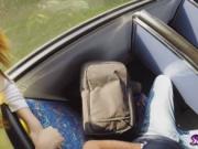 Two blonde friends ride and got pounded on a bus