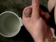 Gay fuck Pissing And Cumming In The Garage
