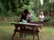 Nasty blonde and brunette sluts get horny sharing an ha