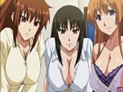 Three huge titted hentai babes gets fucked by guy