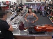 Amateur girl sells her Cello and fucked at the pawnshop