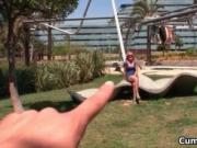 Sexy blonde babe gets horny sucking on a cock and getti