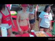 College girls flashing tits at outdoor party