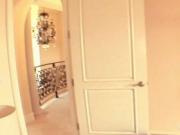 Seducing blonde having black neighbor over for a hot fu