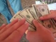 Amateur dude playing funny games for cash in public