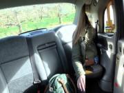 Hot ass babe in lingerie bangs in fake cab
