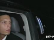 Buzzed coed drilled by horny limo driver