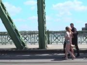 Natural huge tits babe walked in public