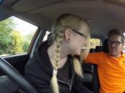 Giggly marketing student Satin Spank banged in the car