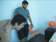 Small tits tattooed gf fucked and facialed by her BFs b