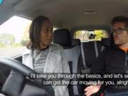 Fake driving instructor bangs ebony babe