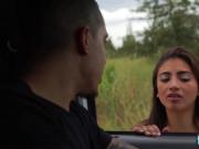 Innocent brunette girl fucked in van