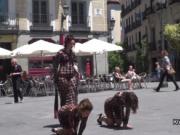 Female slaves made to crawl in public