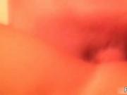 Sexy brunette babe gets horny sucking on a cock and get