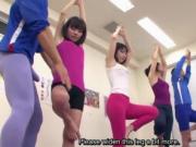 Subtitled Japanese yoga stretching class crazy erection