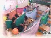 Subtitled Japan schoolgirls classroom masturbation cafe