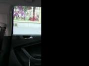 Busty brunette fucked on backseat in cab
