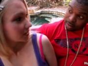 Sexy blonde is fucked by big black man outdoor 3 by Hug