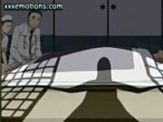 Anime rubbing a dick with her mouth