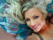 Hot blonde babe gets horny taking her clothes off and r