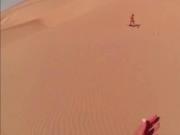 Hotties sand boarding on the desert and enjoyed frisky