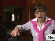 Mature stepmom catches teens having sex