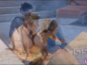 Hot babe Julia Roca gets fucked and jizzed by the pool