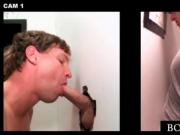 Gay craving for cum sucks cock on gloryhole