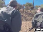 Busty chick caught and roughly banged at border