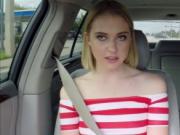 Stranded babe in a heated fuck inside the car of a str