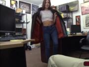 Gorgeous babe fucks Shawns cock in the office for cash