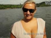 Horny Milf in Europe flashes her big tits and pounded f