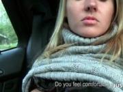 Cute blonde gets hairy muff finger fucked