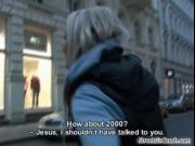 Super sexy blonde girl gets horny sucking on an hard co