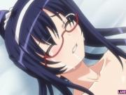 Hentai girl with glasses rides hard cock