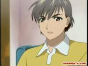 Roped hentai cutie with muzzle gets dildoed ass and pus