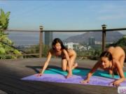 Yoga lesson turns into a hot lesbian act