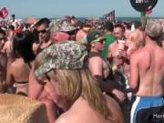 Horny hot girls on bikini going crazy at a public party