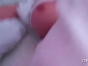Lusty blonde rubbing soft pussy in POV style