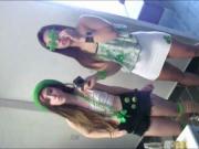 Awesome teen besties enjoying dudes on st pattys day