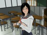 Anime schoolgirl wanking cock