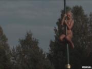 Amazing outdoor stripping by horny blond bitch Lenka 1